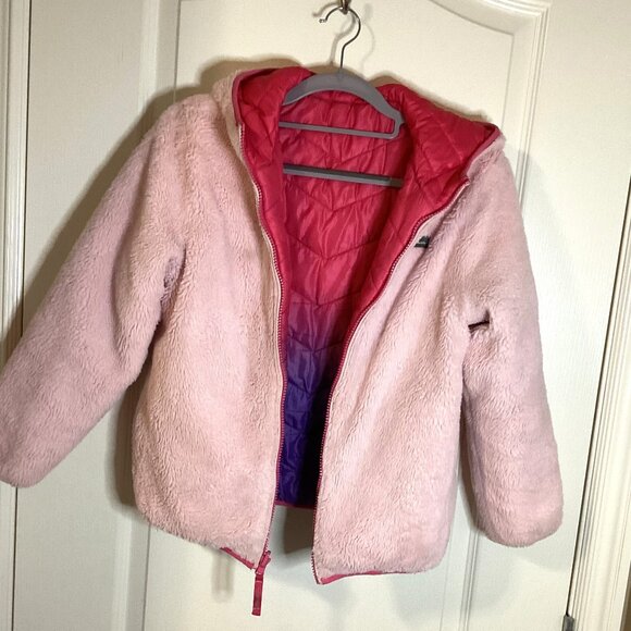Eddie Bauer Girls Reversable Fleece Lined Ombre Pink Purple Puffer Jacket Size L - Picture 7 of 12